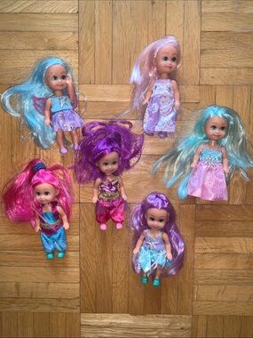 Assorted Mini Dolls - Fairy, Mermaid, Princess - Bright Hair - GUC! Bundle of 5
